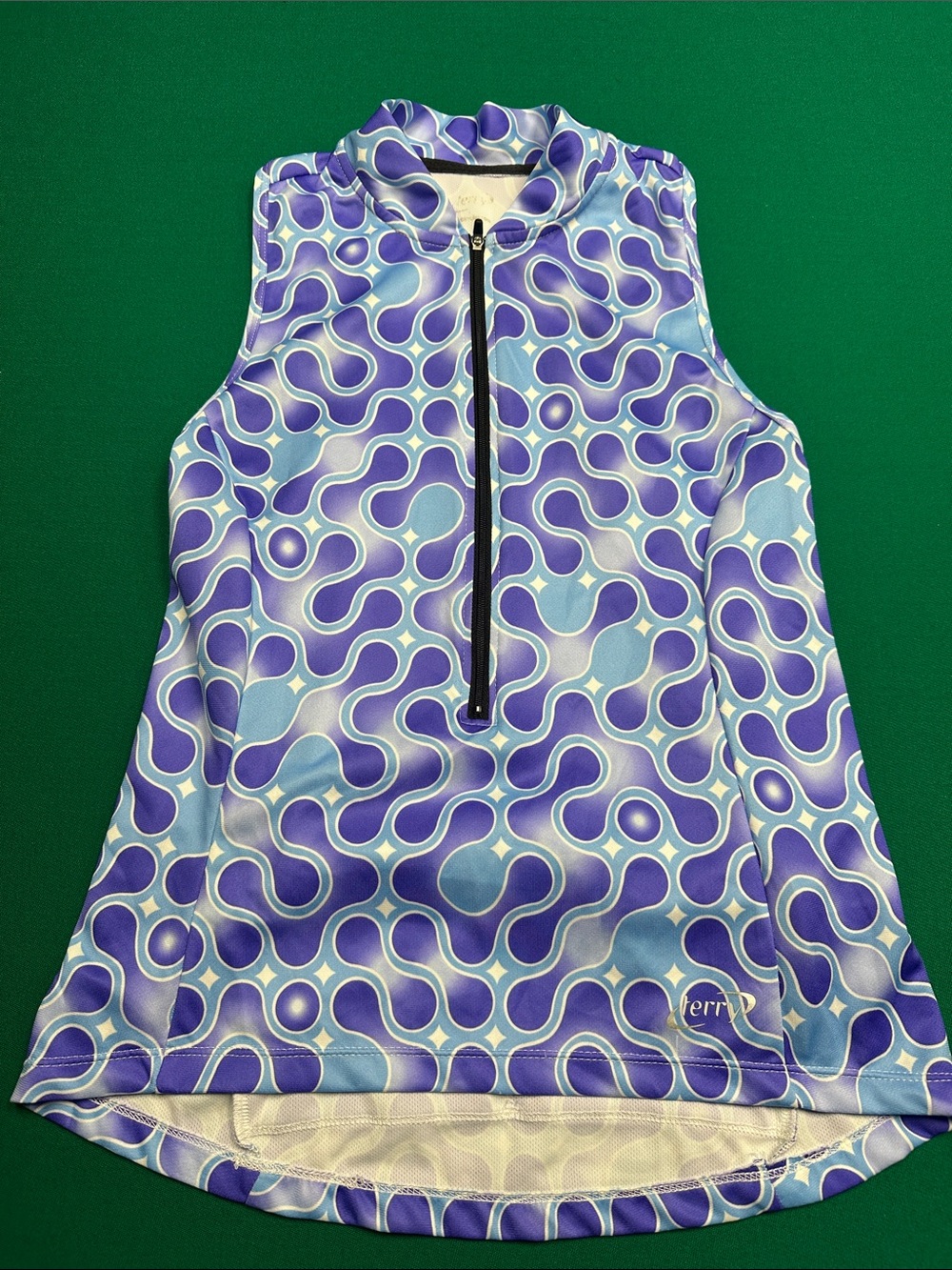 Women's Purple & Light Blue Sleeveless Zip-Front Racer Bicycle Top